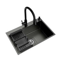 Factory direct sale Nano Handmade Single Slot Under Counter 6045 Black stainless steel kitchen sink