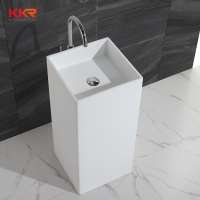 salle de bain acrylic solid surface freestanding washbasin  pedestal sink floor standing wash basin