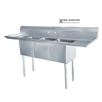 304 stainless steel double bowls durable sink with left & right drainboards / hand wash basin sinks made in China factory price