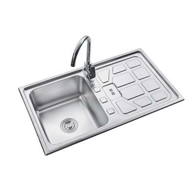 Super quality hand wash basin cheap fashion stainless steel single bowl with drainboard kitchen sink