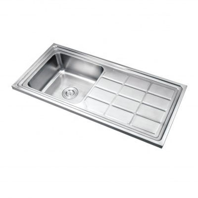 Stylish luxury stainless steel single bowl with drainboard kitchen sink