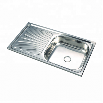 Factory direct sale family use single bowl with drainboard kitchen sinks stainless steel