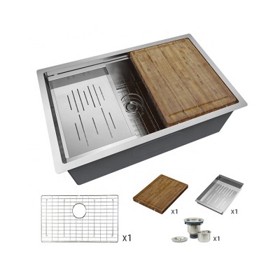 square small undermount single bowl portable farm stainless steel kitchen sink