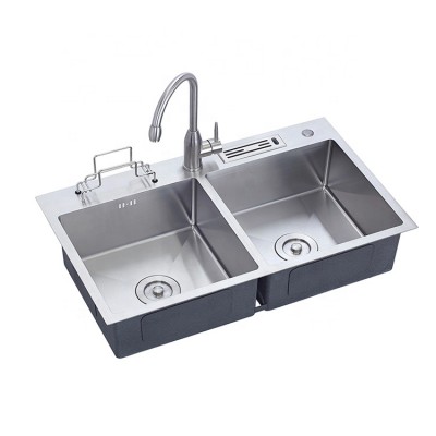 304 high quality customize size handmade double bowl stainless steel kitchen sink kitchen steel